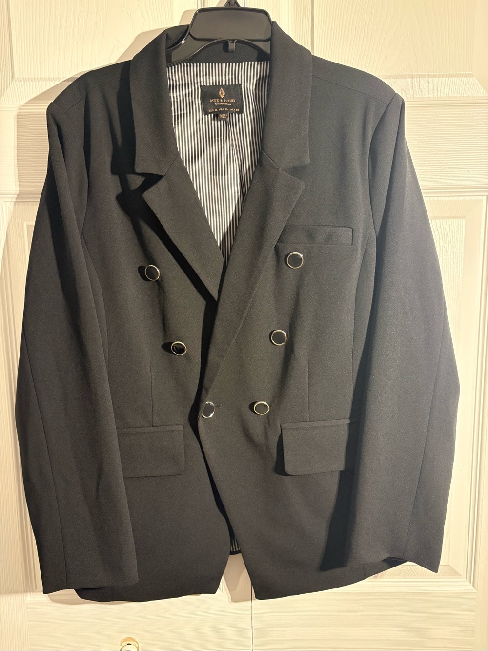 Jade & Ivory Black Double Breasted Blazer Jacket XL A3